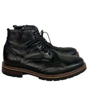 As is Johnston & Murphy 9.5 black sheep skin xc flex Cody wingtip combat boot